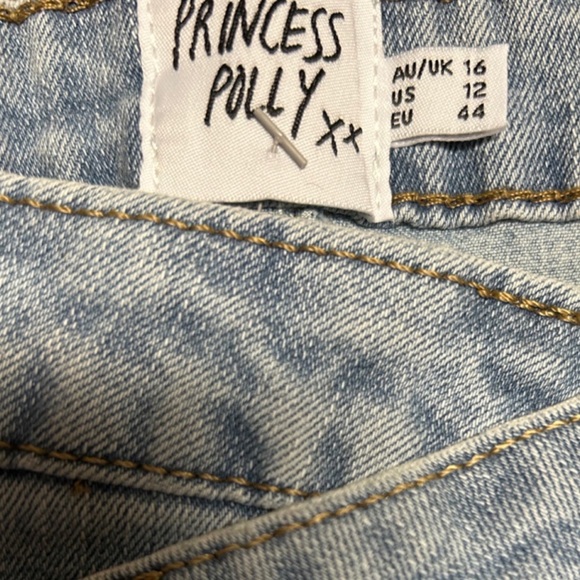 PRINCESS POLLY LIGHT WASH ASYMMETRIC STRAIGHT LEG HOLLY JEANS NWT- SIZE 12 - Picture 5 of 16